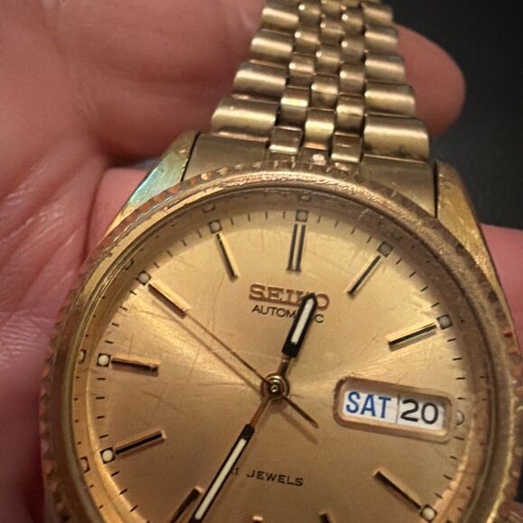 Vtg Seiko Automatic 7S26-3119 Mens Wrist Watch 21 Jewels Day/Date Gold Works GUC main image 10